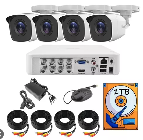 KIT DE 4 CAMARAS HILOOK CON DISCO DURO 1TB